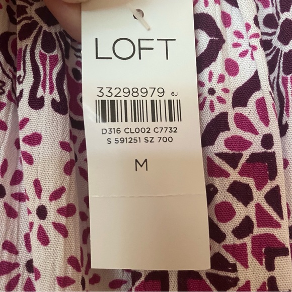 LOFT Tiled On & Off The Shoulder Maxi Dress, Magenta, Purple & White Size Medium - Picture 5 of 8